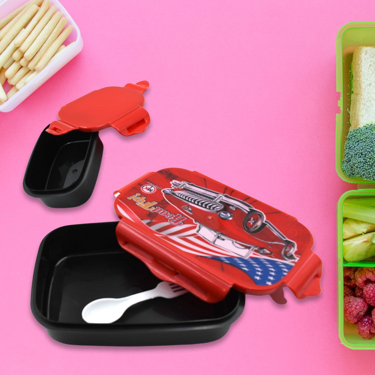 Beautiful Car Design Printed Plastic Lunch Box thumbnail 4