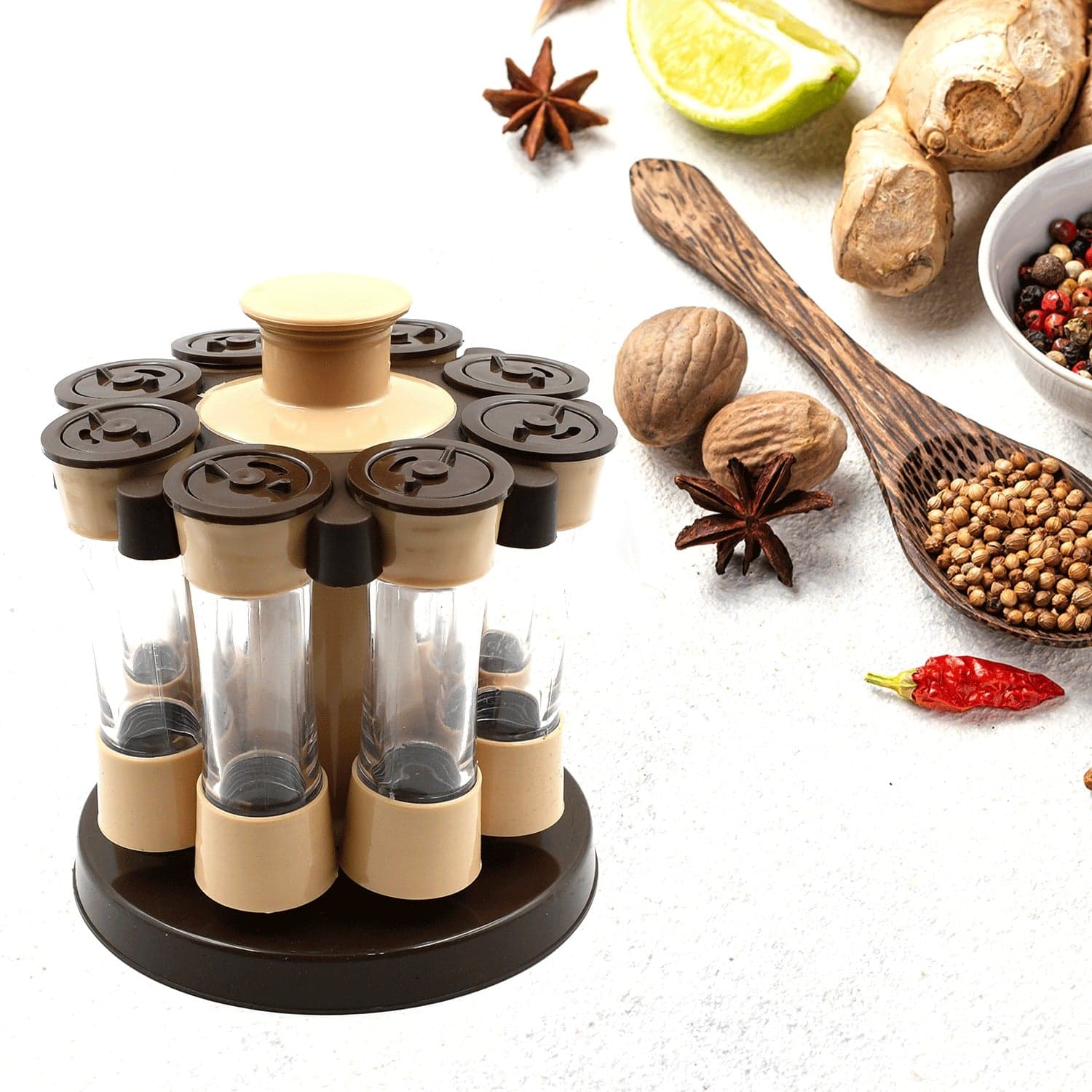 Revolving Spice Rack, 8 Spice jars with 120 ml, Condiment Set thumbnail 1