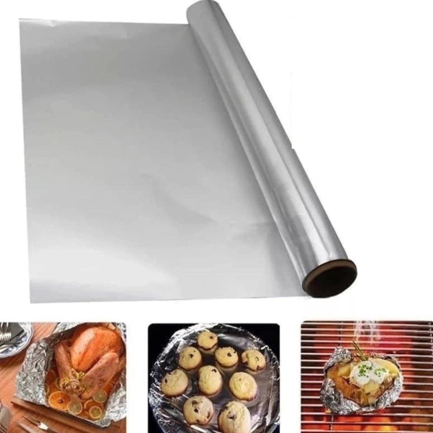 Premium Quality Food Grade Aluminum Foil Roll Heavy Duty Non Stick Thick Aluminum Foil Sheet Baking Grilling Tool 72Mtr (1Pc) thumbnail 3