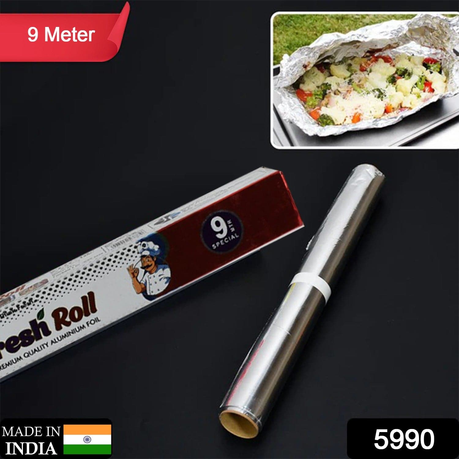 Aluminum Foil Roll Heavy Duty Non Stick Thick Aluminum Foil Sheet Baking Grilling Tool (9 Mtr) thumbnail 2