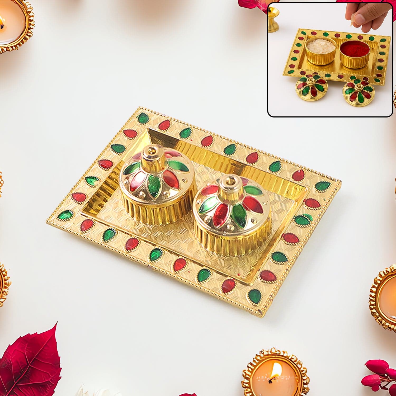 Rakasha Bandhan Special Puja Thali & Kumkum Thali Holder thumbnail 1