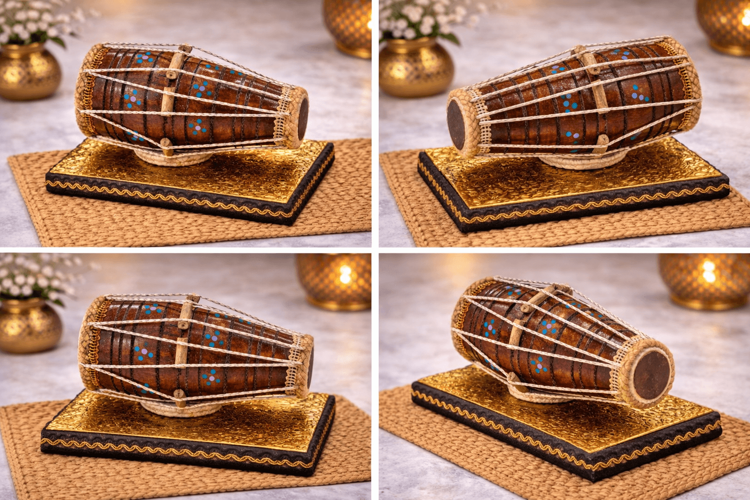 Miniature Tabla Decorative Showpiece Wooden Indian Musical Instrument For Home Office Table Decor thumbnail 6