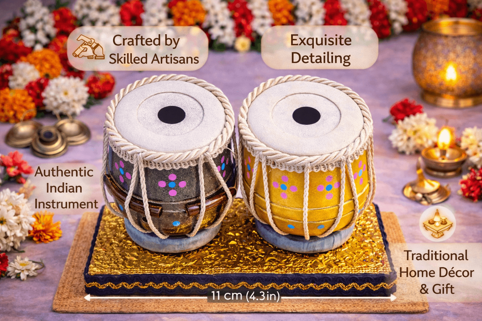 Handcrafted Miniature Tabla Set Showpiece thumbnail 6