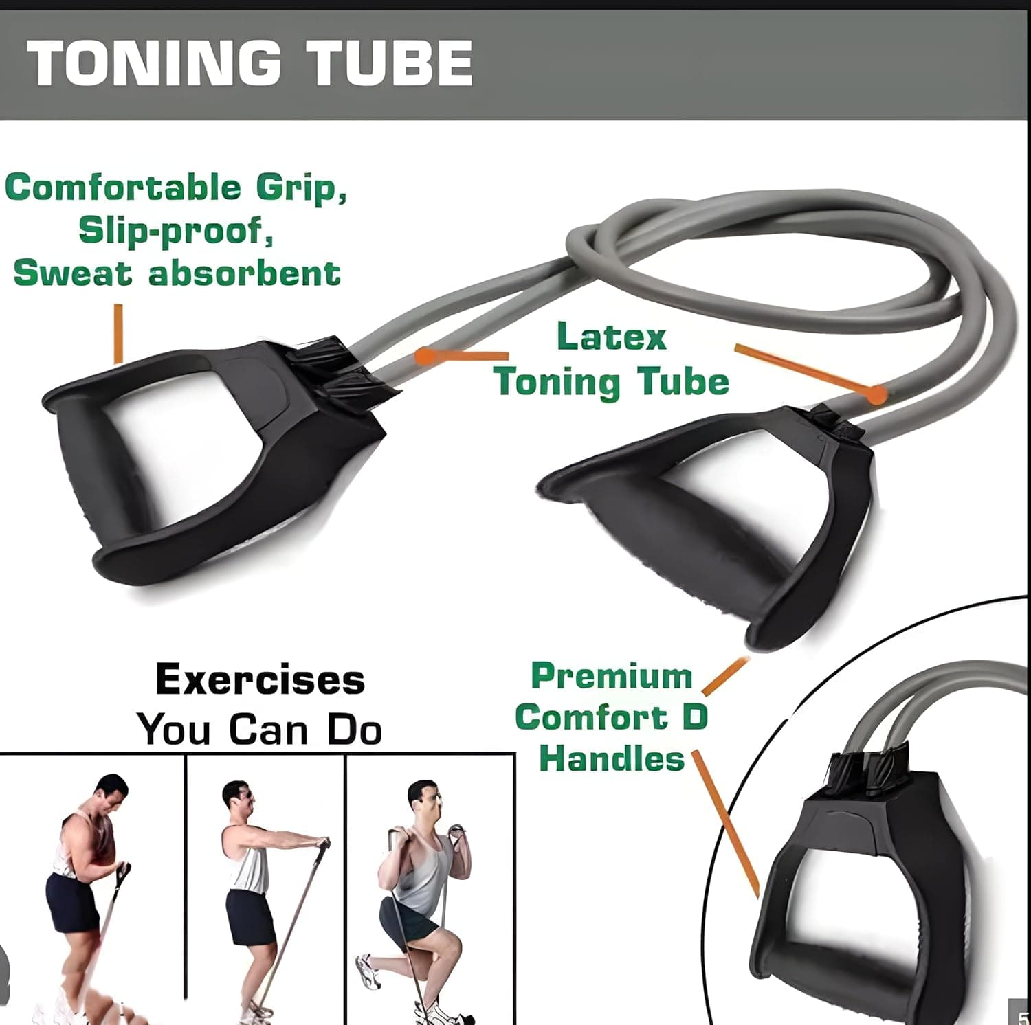 Resistance Tube Band With Handles – Elastic Fitness Band For Strength Training & Home Workout thumbnail 6