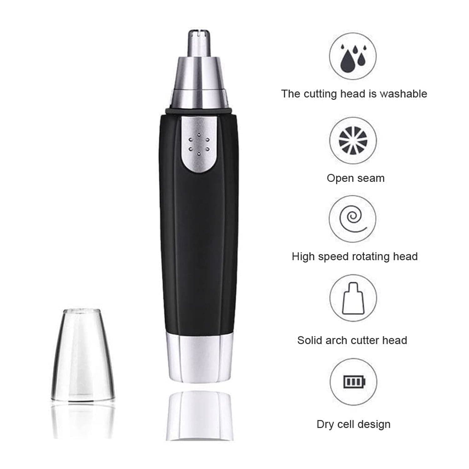 Sharp Steel Battery-Operated Ear and Nose Hair Trimmer thumbnail 4