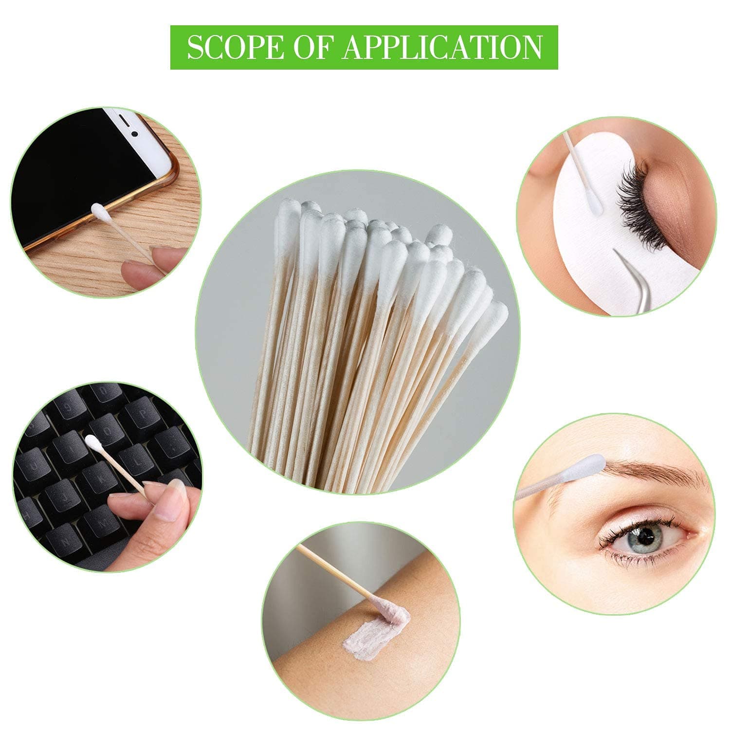 Eco-Friendly Bamboo Cotton Swabs with Wooden Handles (Pack of 20) thumbnail 10