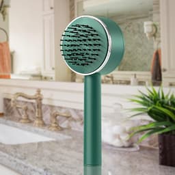 Air Cushion Massage Brush With Long Handle & Self-Cleaning Detangling Comb
