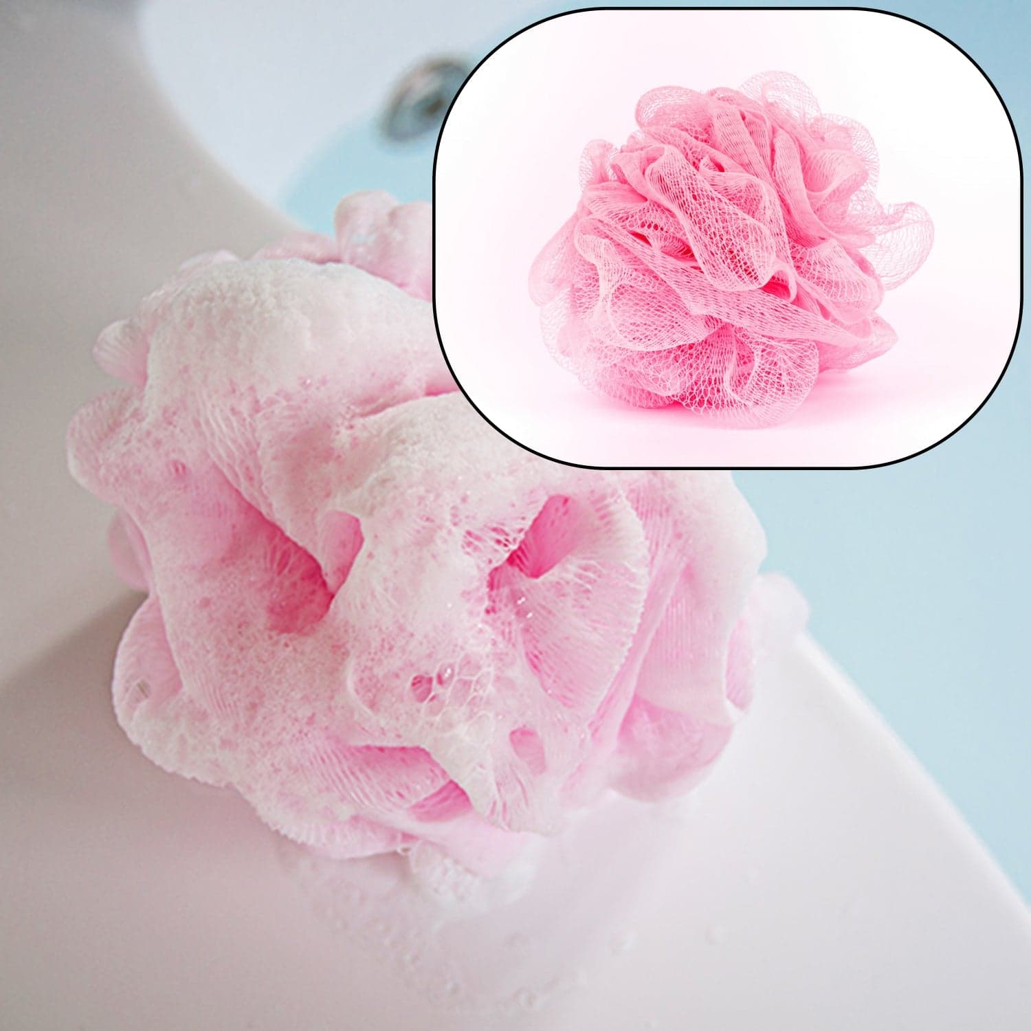 Bath Shower Loofah Sponge Pouf Body Scrubber (Pack of 6Pcs) thumbnail 4