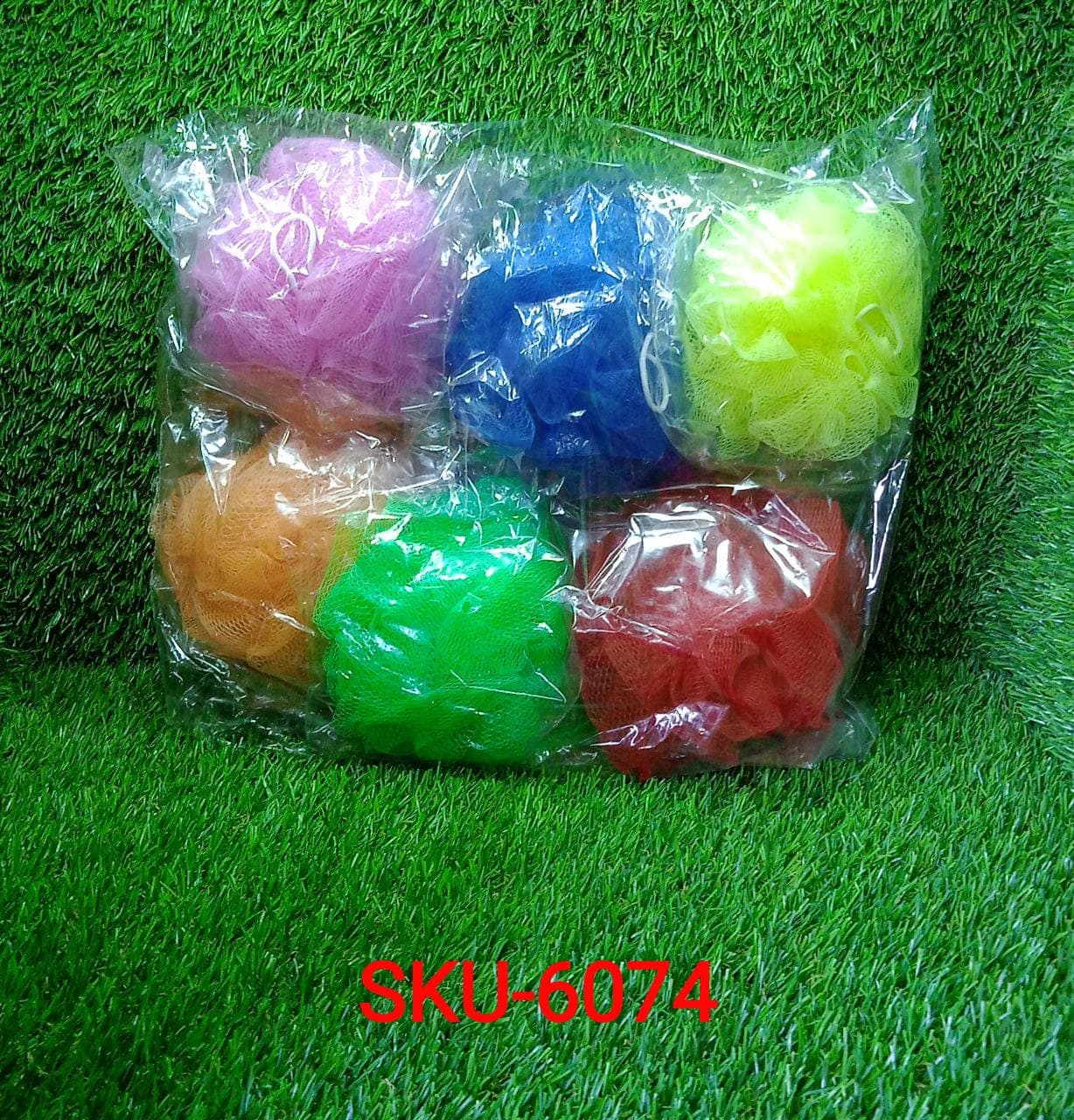 Bath Shower Loofah Sponge Pouf Body Scrubber (Pack of 6Pcs) thumbnail 8