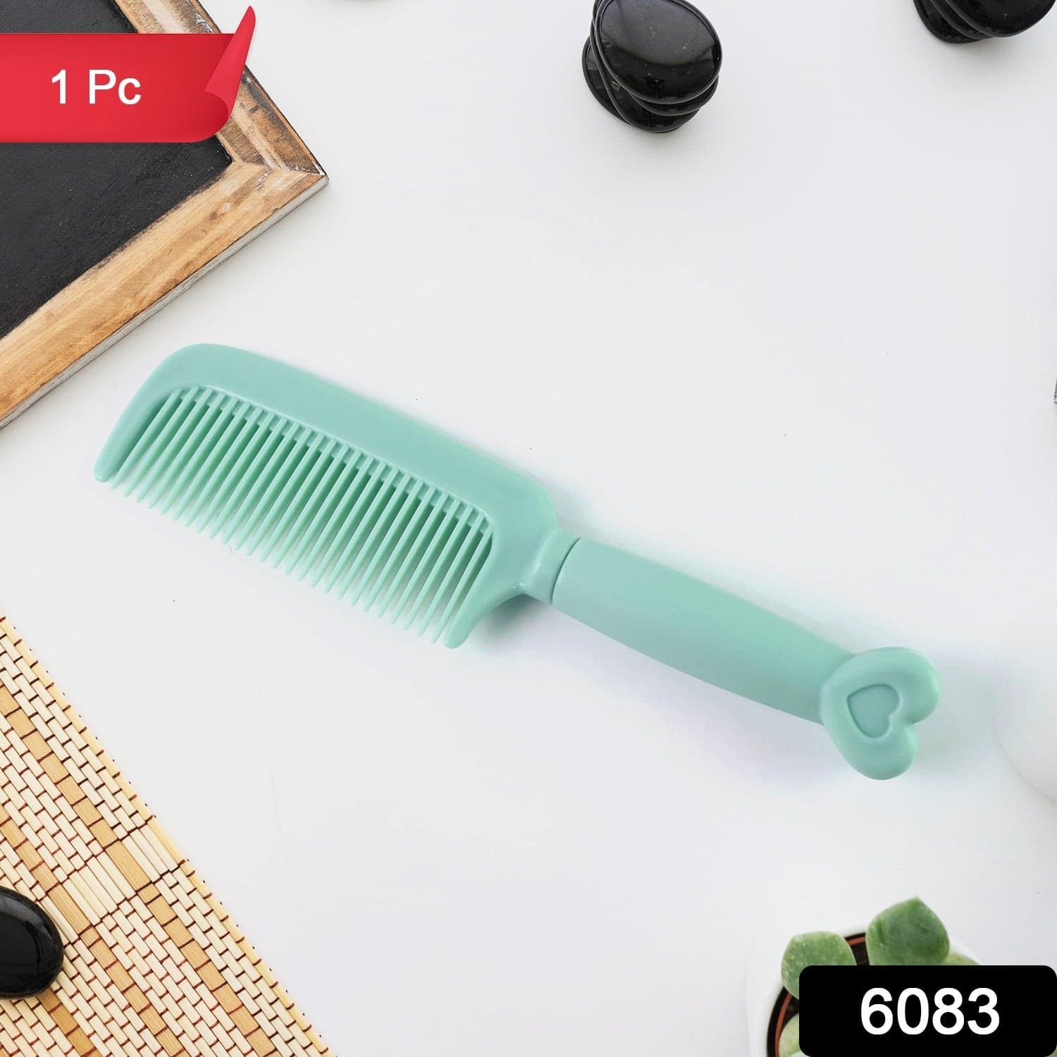 Plastic Hair Comb With Heart Shaped Handle 1 Pc thumbnail 1