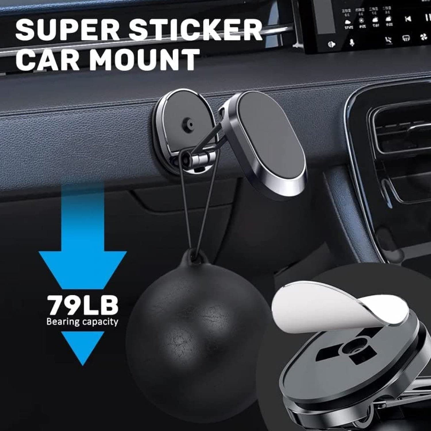 360° Rotating Magnetic Car Phone Holder in Metal (1 Pc, Folding) thumbnail 10