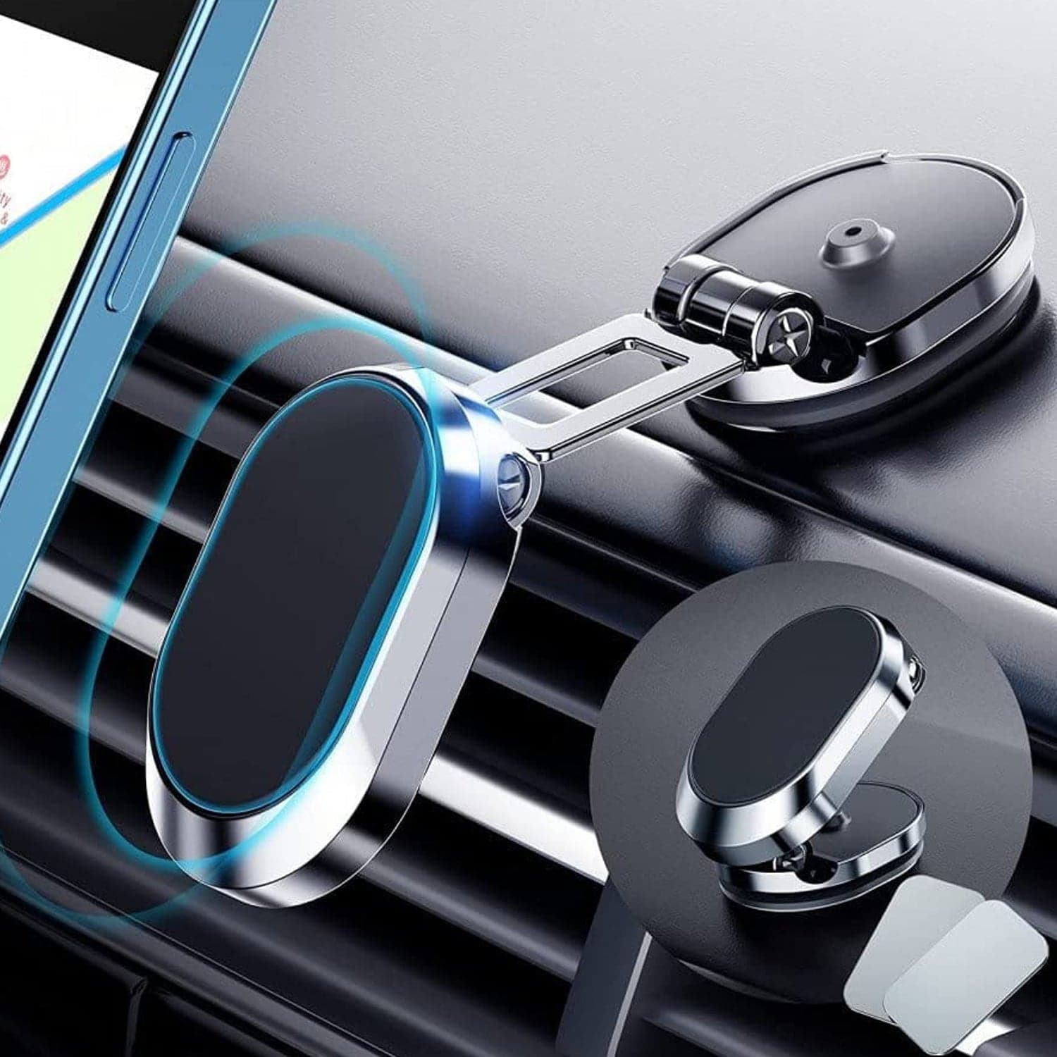360° Rotating Magnetic Car Phone Holder in Metal (1 Pc, Folding) thumbnail 6