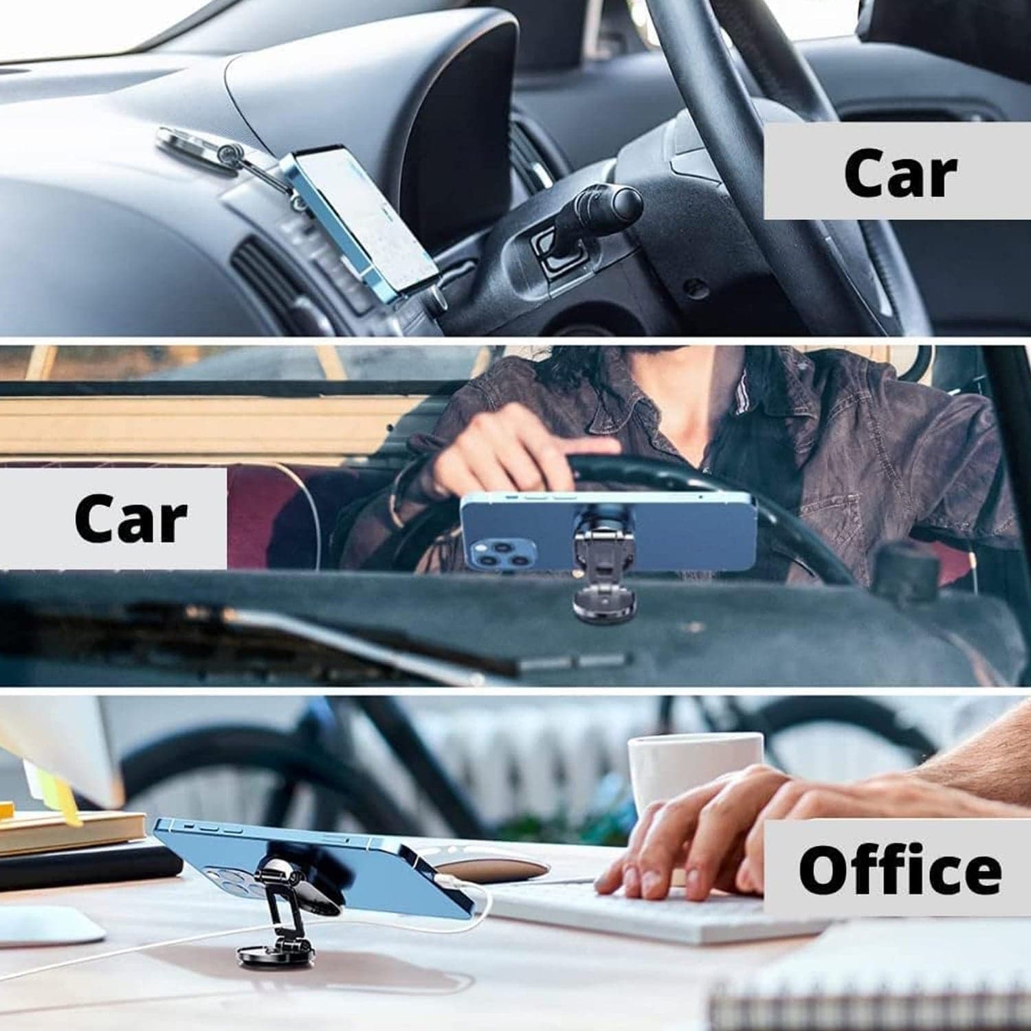 360° Rotating Magnetic Car Phone Holder in Metal (1 Pc, Folding) thumbnail 7
