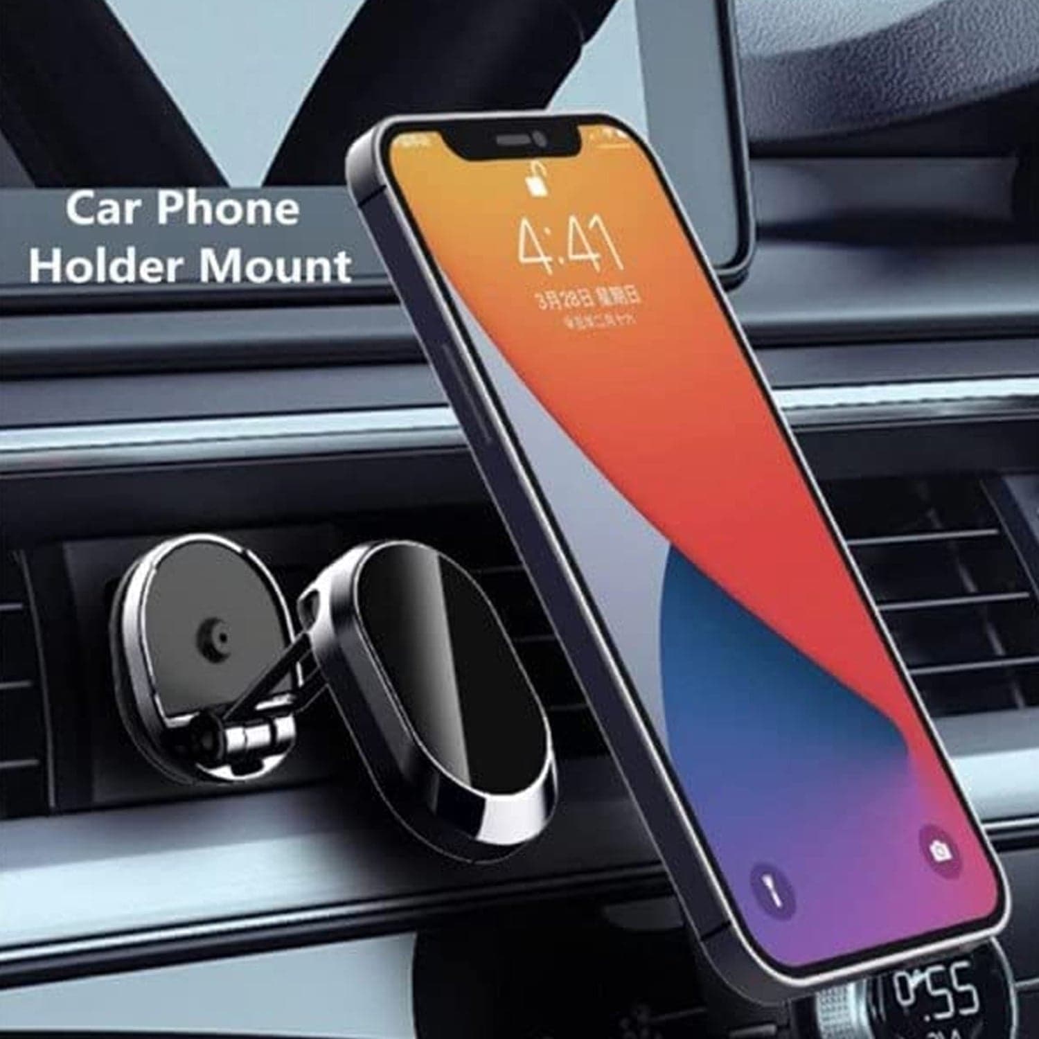 360° Rotating Magnetic Car Phone Holder in Metal (1 Pc, Folding) thumbnail 8