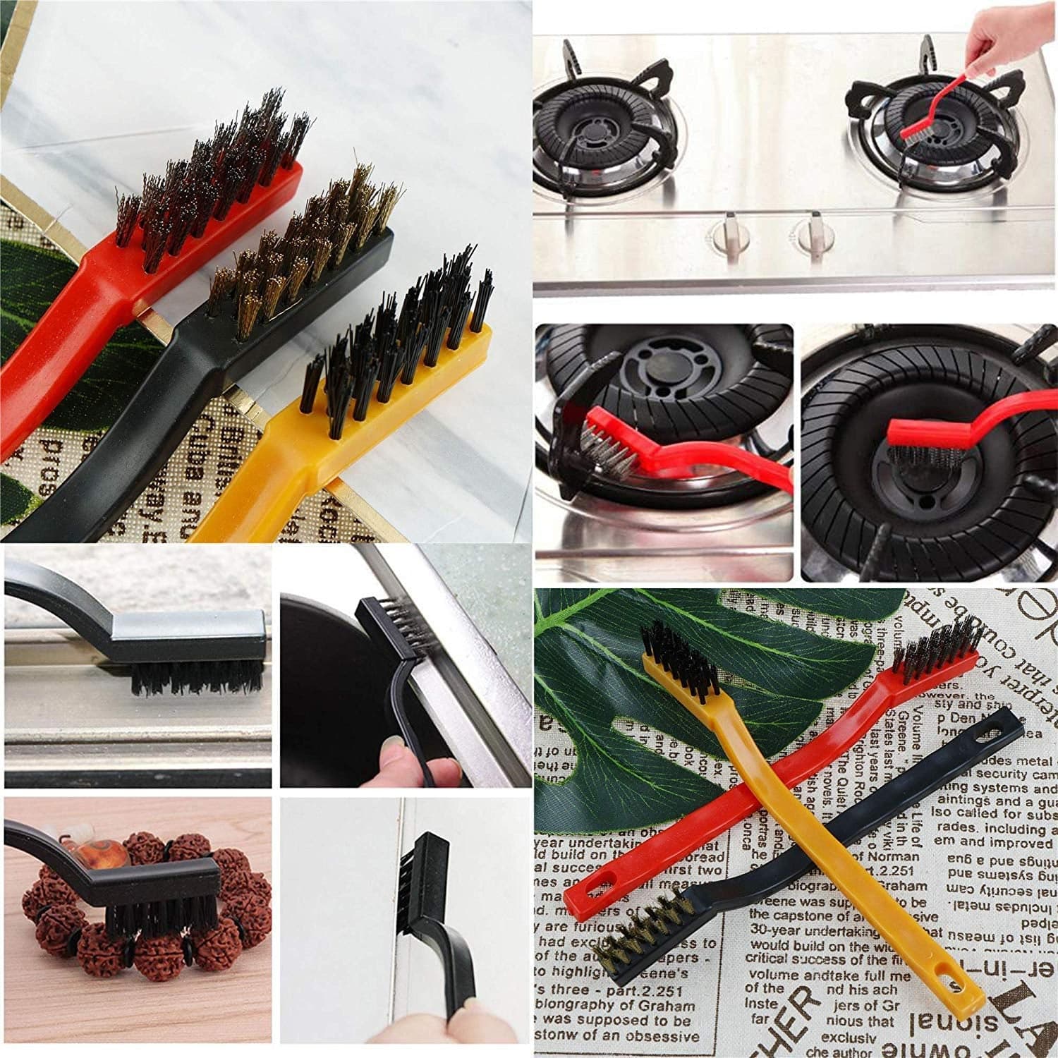 Mini Wire Brush Set - Brass, Nylon, Steel for Cleaning & Rust Removal (3 Pcs Set) thumbnail 1