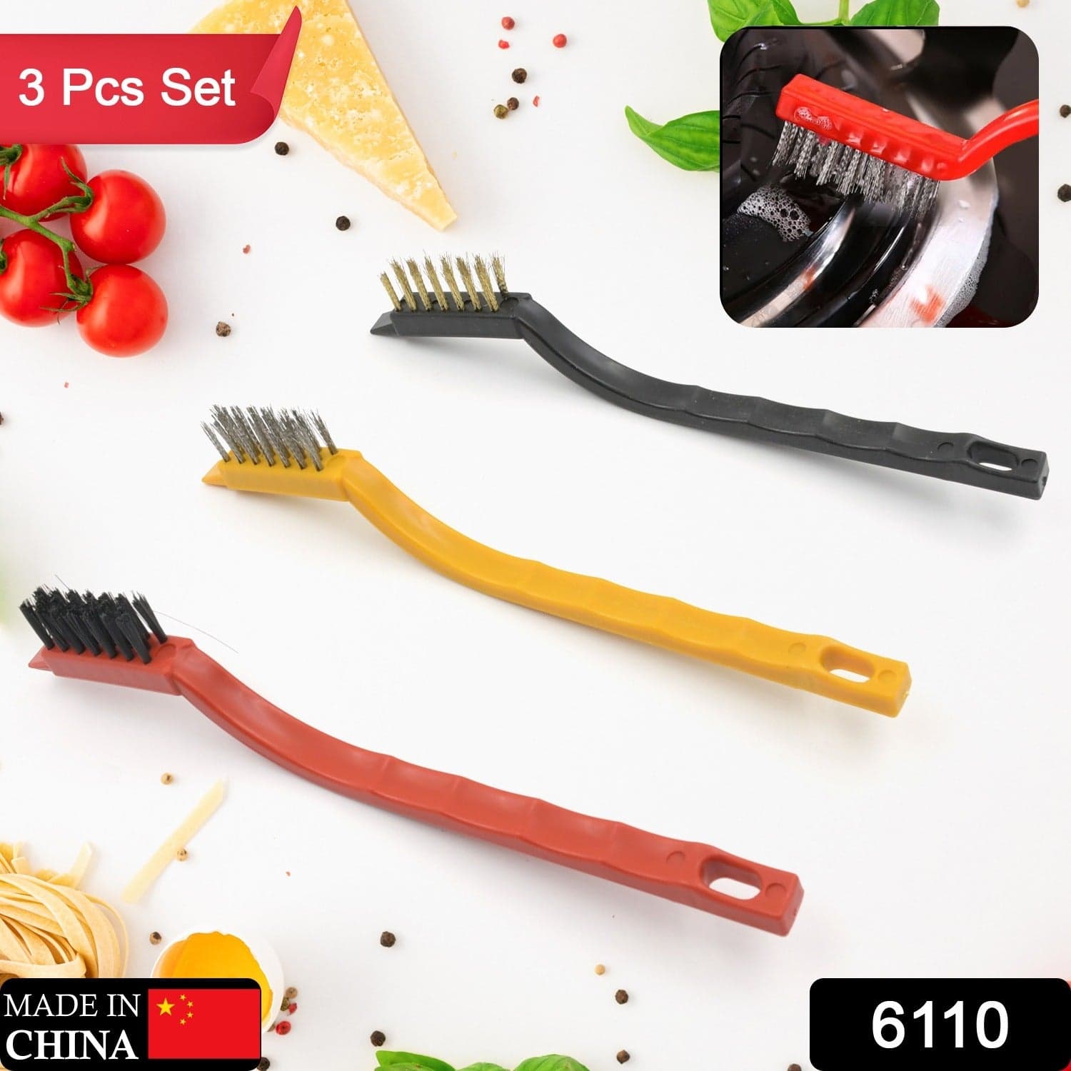 Mini Wire Brush Set - Brass, Nylon, Steel for Cleaning & Rust Removal (3 Pcs Set) thumbnail 2