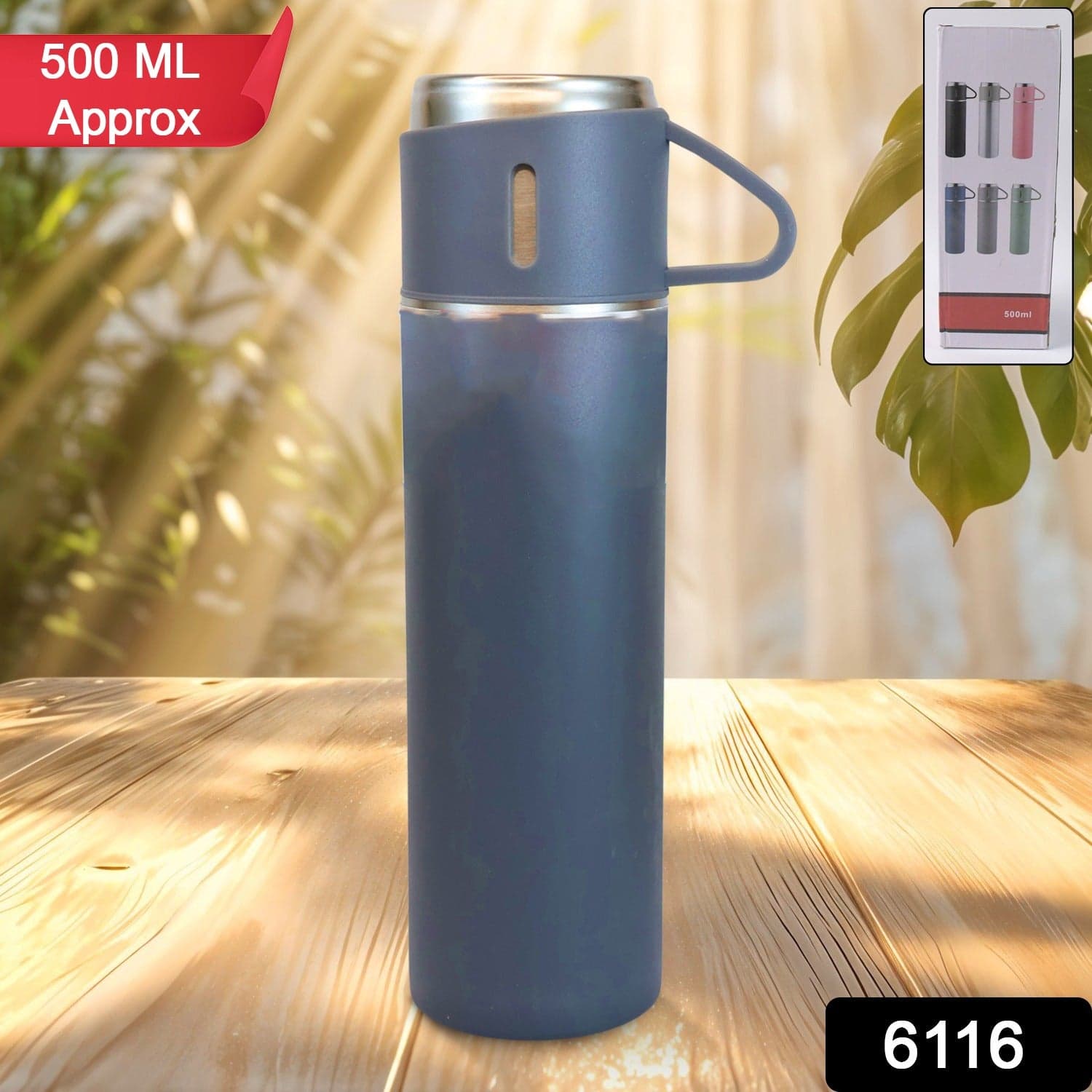Stainless Steel Double Wall Insulated Flask Bottle With Cup (500ml Approx) thumbnail 2