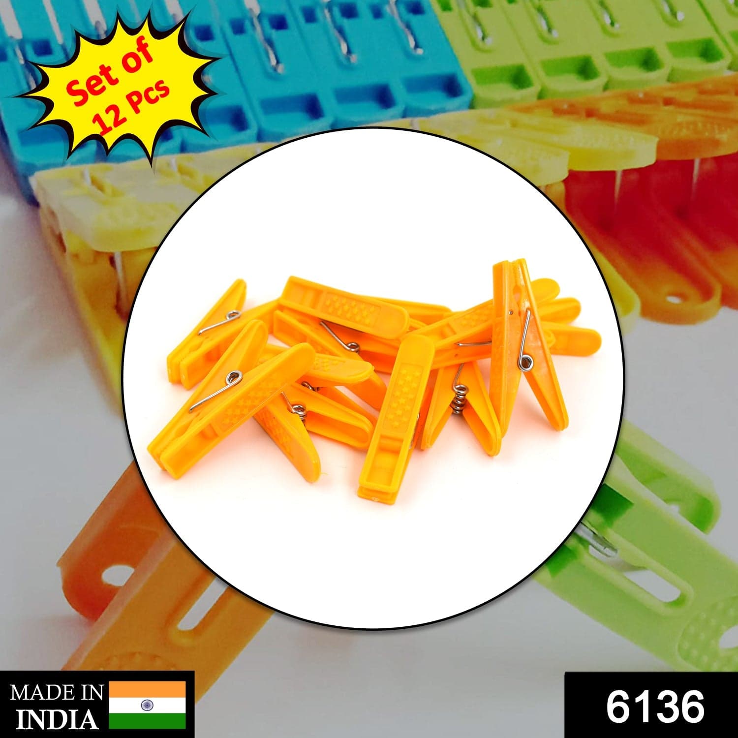 12 Pc Set Cloth Clip used in all kinds of household and official places for holding cloths and stuffs purposes. thumbnail 2