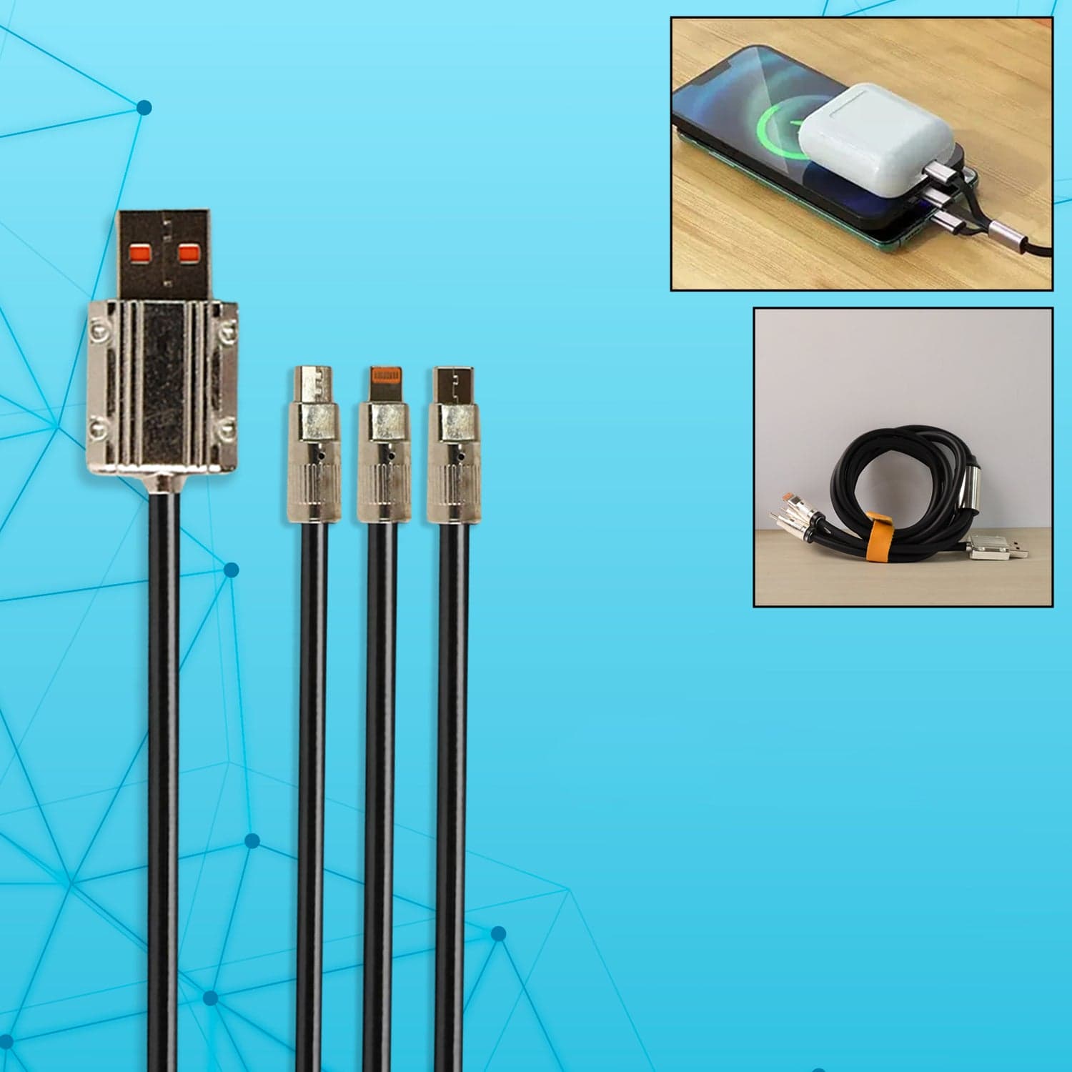 3 in 1 Multi Super Fast Charging Cable (1 Pc / 2 Mtr.) thumbnail 1