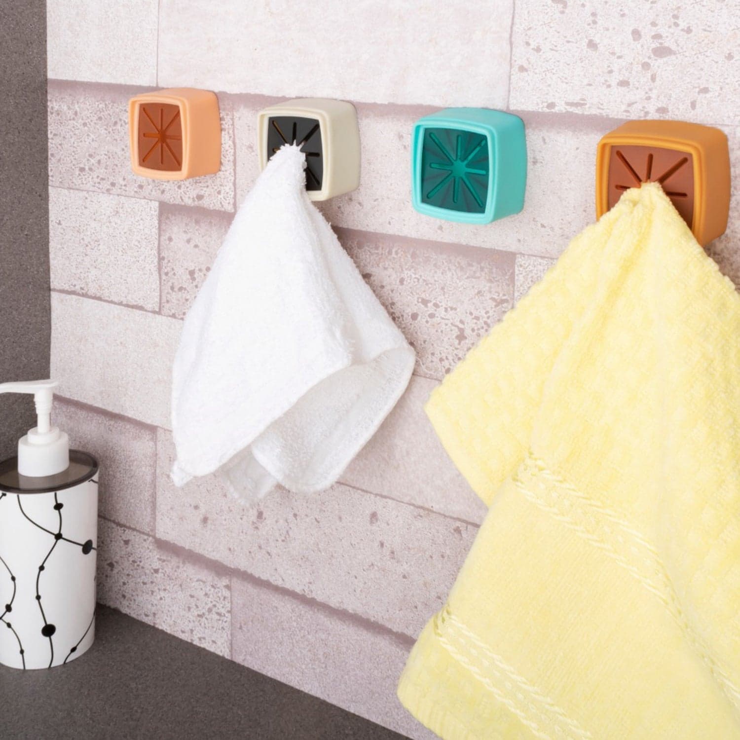 4 Pc Towel Holder of Easy Wall Mount for Bathroom & Kitchen Towel Hanging. thumbnail 1