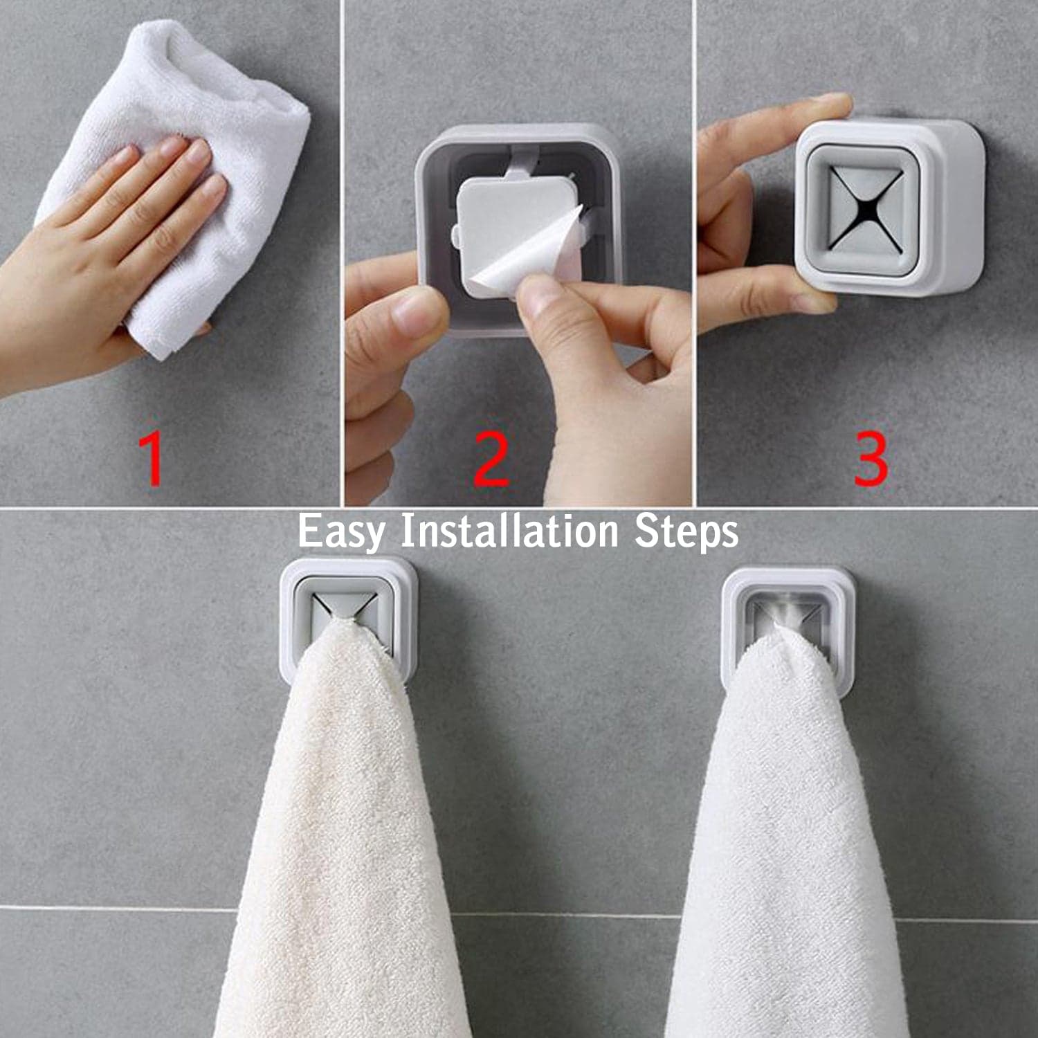 4 Pc Towel Holder of Easy Wall Mount for Bathroom & Kitchen Towel Hanging. thumbnail 10