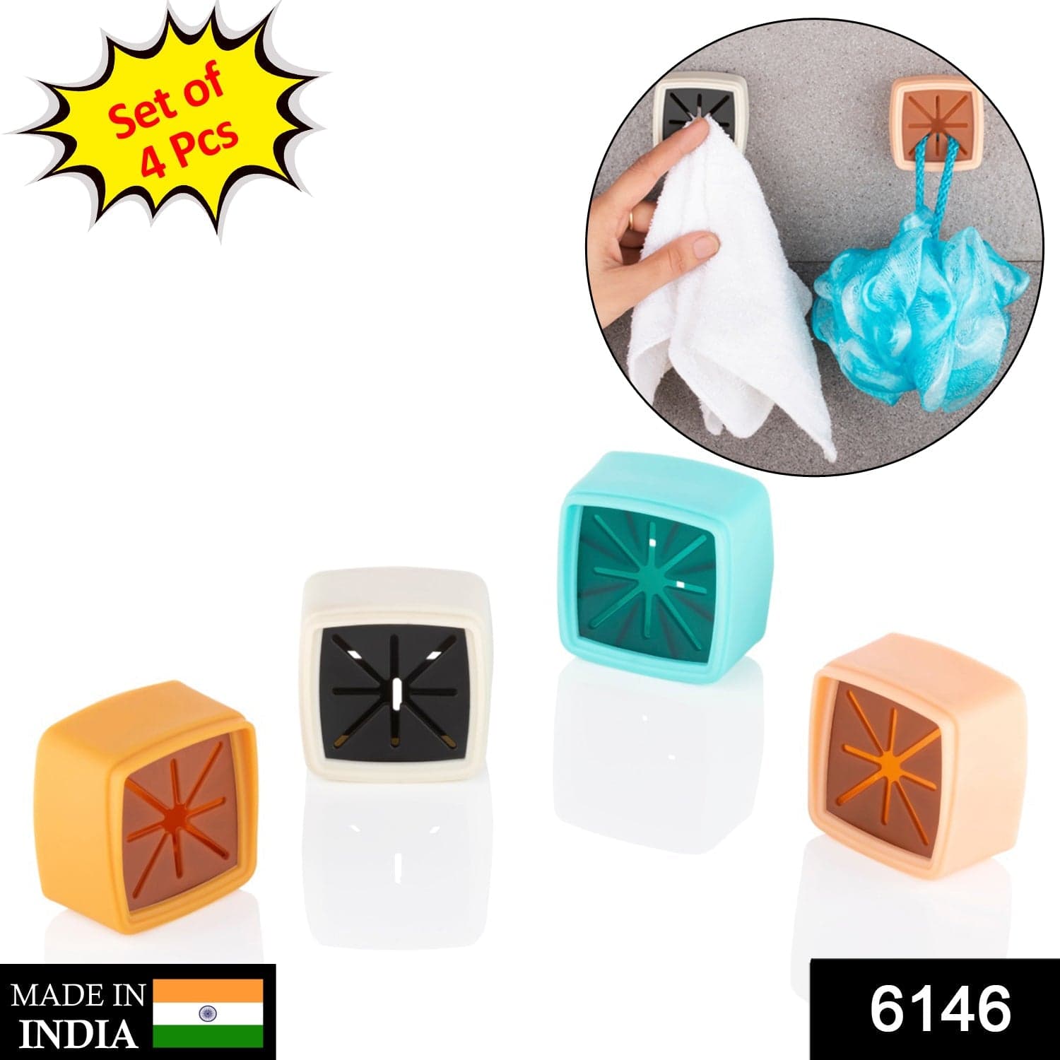 4 Pc Towel Holder of Easy Wall Mount for Bathroom & Kitchen Towel Hanging. thumbnail 2