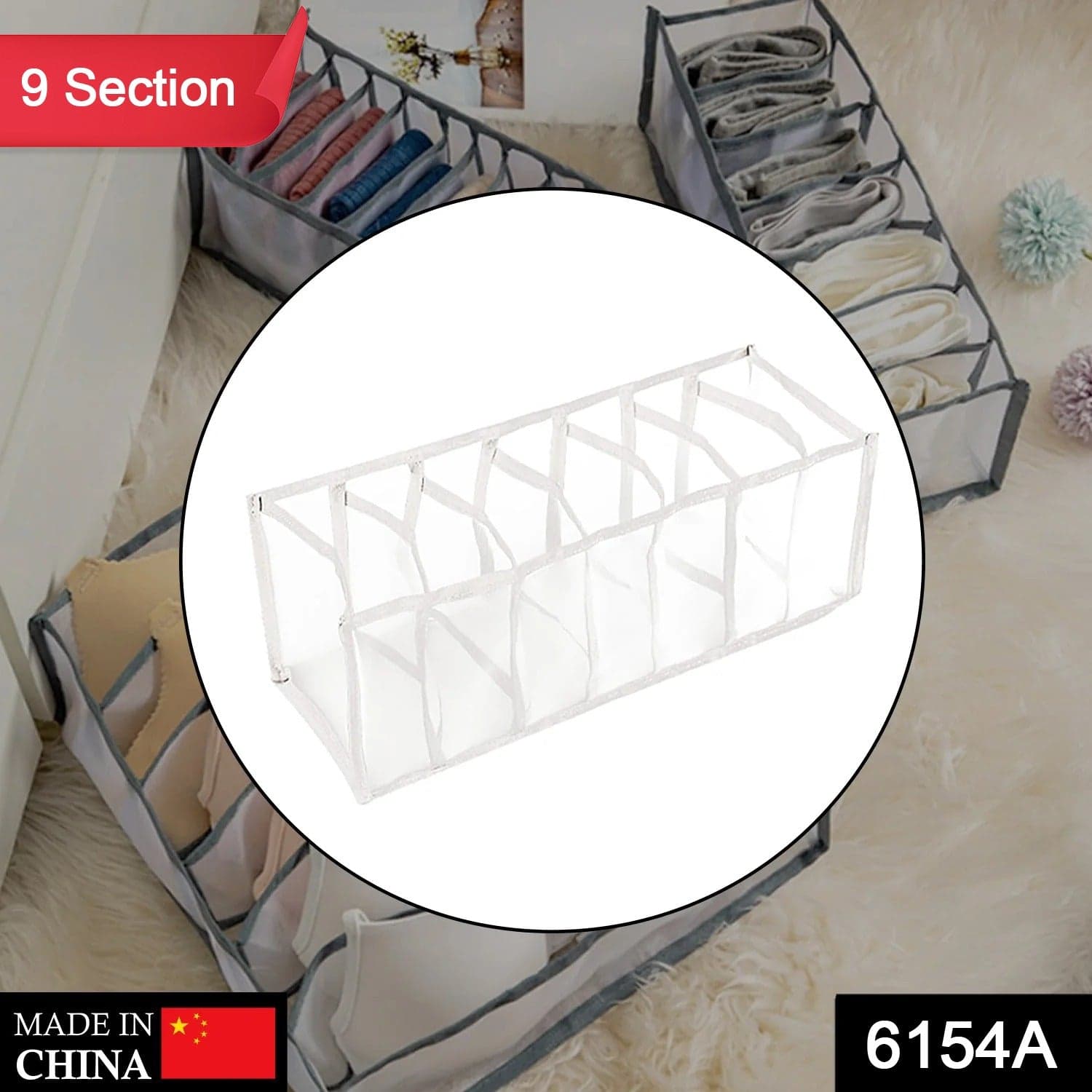 LAUNDRY 9 SECTION BAG WIDELY USED FOR STORING AND MANAGING LAUNDRY CLOTHS AND STUFFS ETC. thumbnail 2