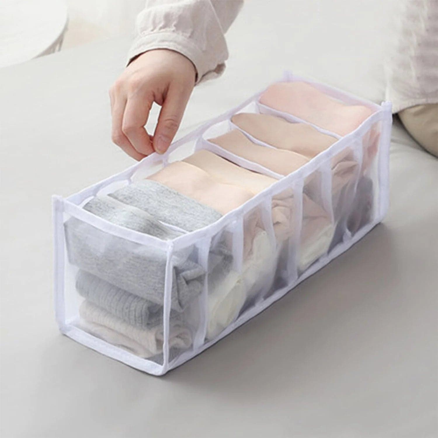 LAUNDRY 9 SECTION BAG WIDELY USED FOR STORING AND MANAGING LAUNDRY CLOTHS AND STUFFS ETC. thumbnail 3
