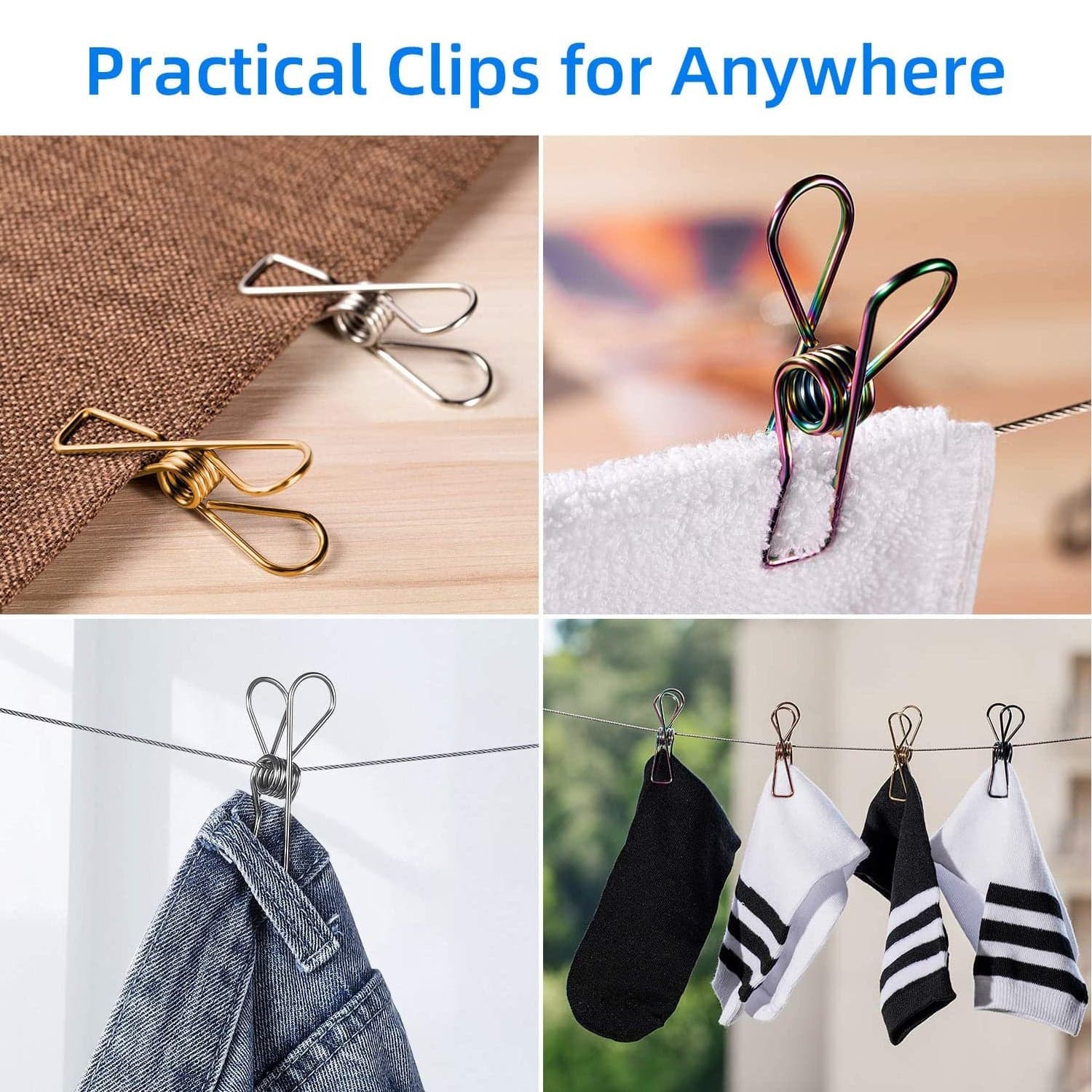 Stainless Steel Multipurpose Sturdy Clothes Hanging Clips thumbnail 3