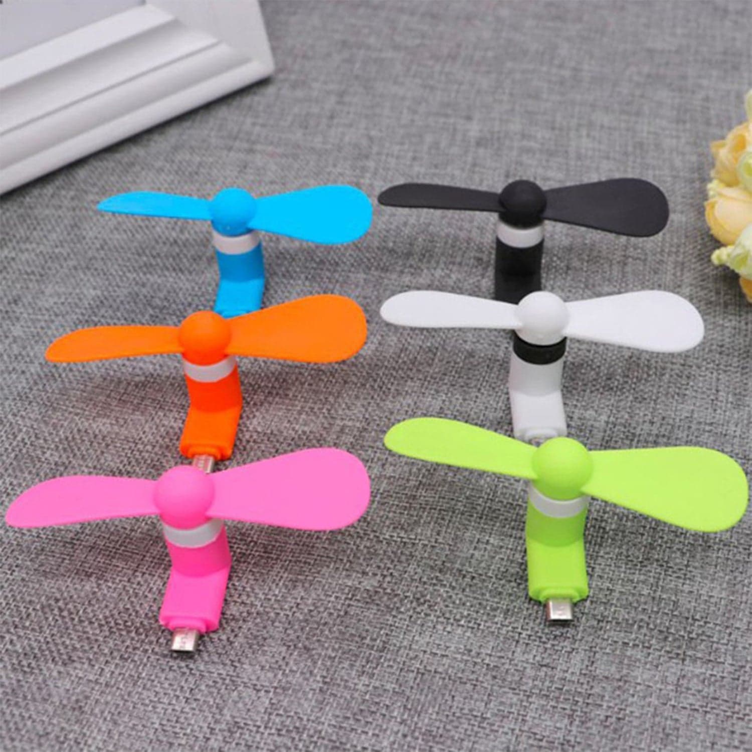 Mini Usb Fan For Having Cool Air Instantly, Anywhere And Anytime Purposes (Micro Port / Mix Color) thumbnail 7