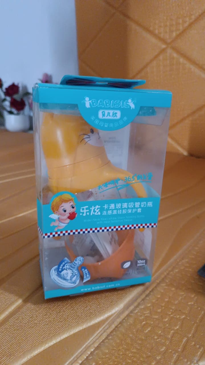 Glass Baby Feeding Bottle with Handles & Straw (300 ML / 1 Pc) thumbnail 7