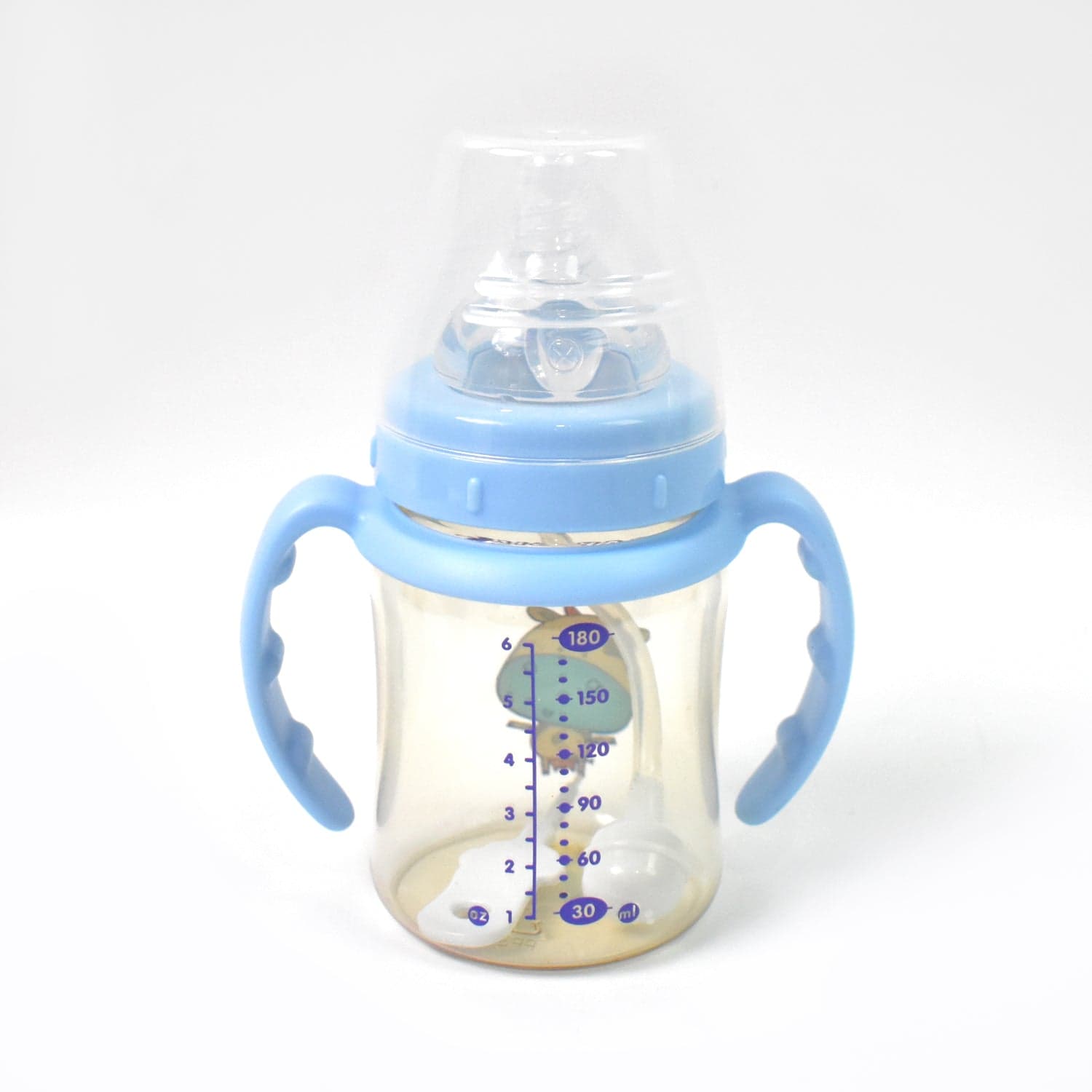 Plastic Baby Feeding Bottle with Handles, Cleaning brush & Straw (180 ML / 1 Pc) thumbnail 5