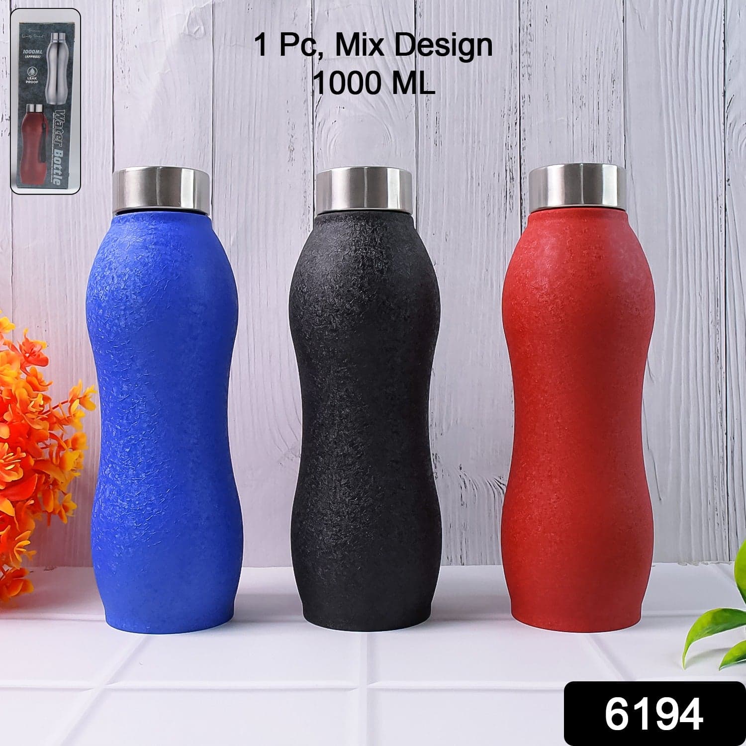 Stainless Steel Water Bottle (1000ML / Mix Colour / 1 Pc / Crocodile) thumbnail 2