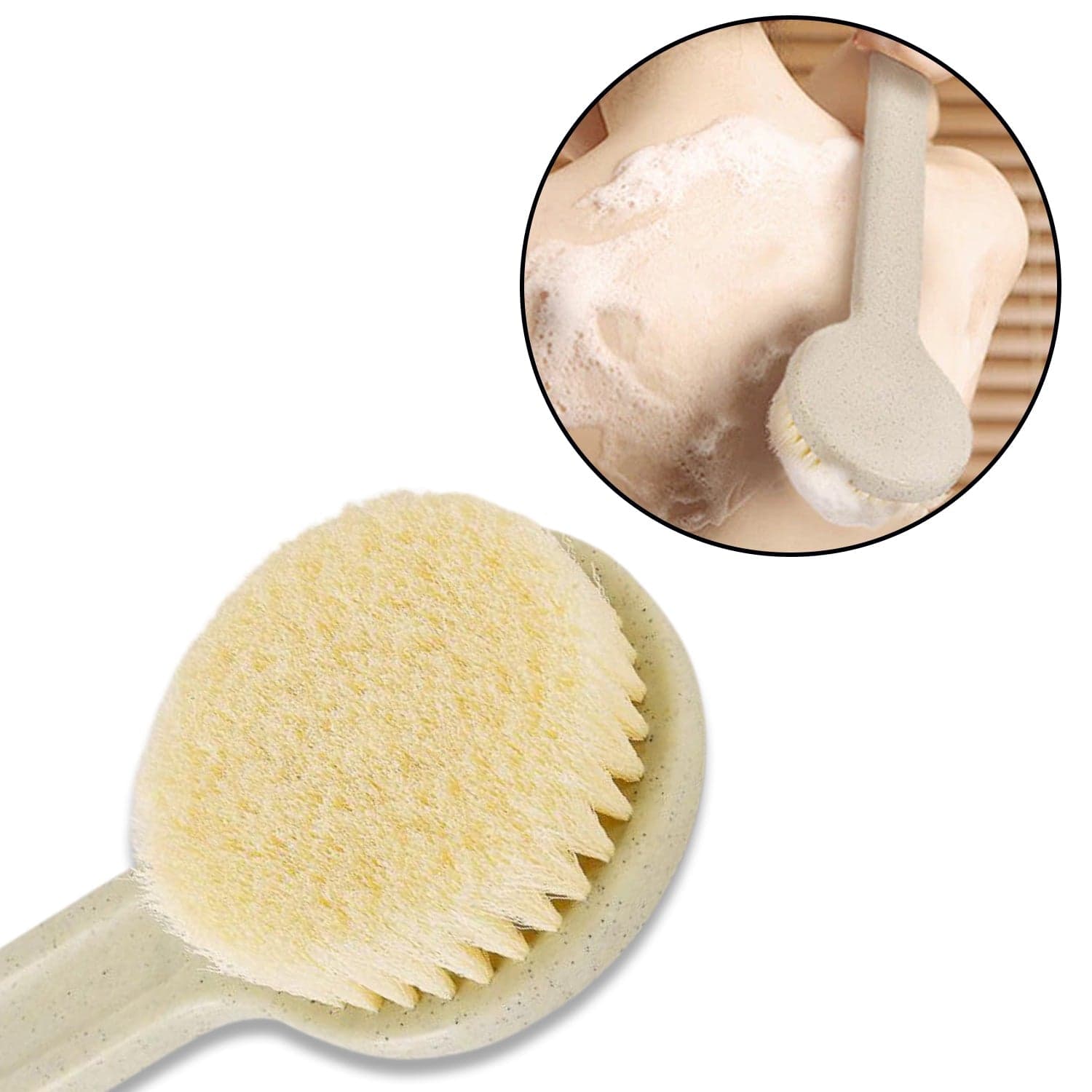 Body Brush Long Handle Dry Brush Soft Bristle Bath Brush Back Scrub Exfoliating Massage. thumbnail 1