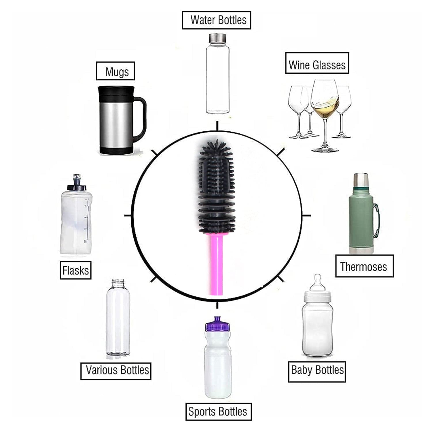 Long Bottle Cleaning Brush for Washing Water Bottle, Narrow Neck Containers thumbnail 3