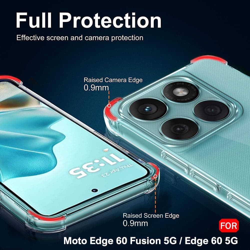 Transparent Crystal Clear Back Cover Case For Motorola Moto Edge 60 Fusion 5G / Edge 60 5G | Shockproof Soft TPU Case | Cushioned Edges For Ultimate Protection Back Case (TPU, Transparent) thumbnail 6