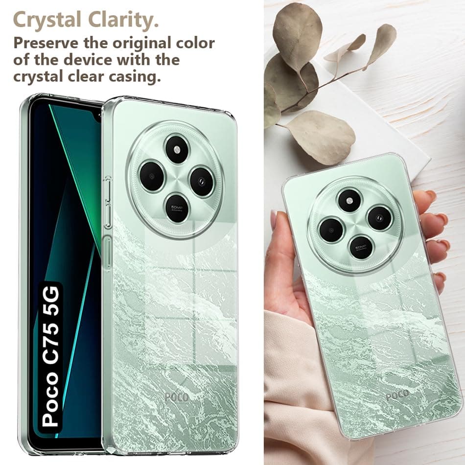 Crystal Clear Back Case Cover For Poco C75 5G | Transparent Back Cover | Raised Bumps For Camera & Screen Protection For Poco C75 5G thumbnail 7