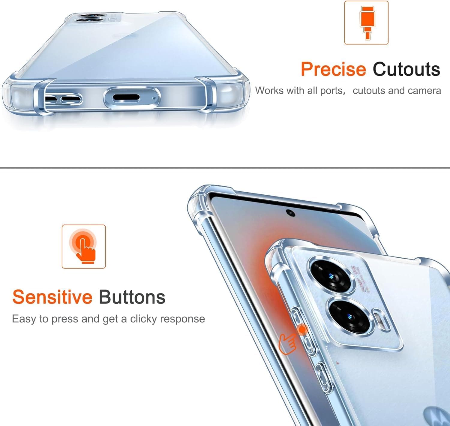 Transparent Shockproof Silicone Protective Back Cover For Motorola Edge 50 Fusion  thumbnail 2