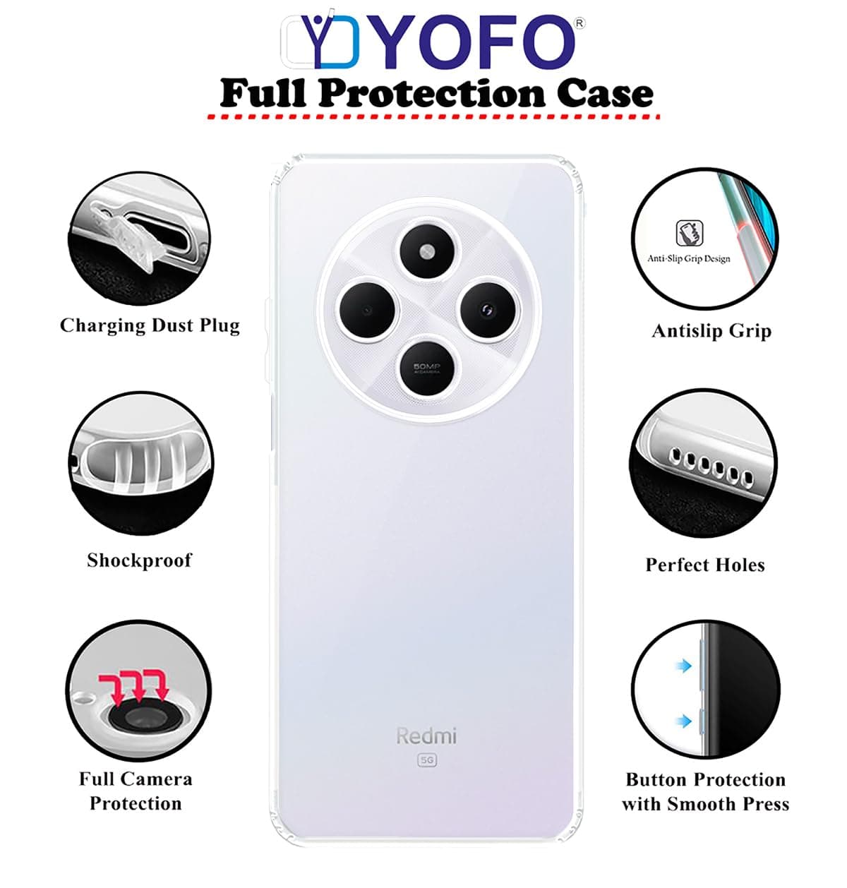 Silicon Back Cover Case For Mi Redmi A4 / Redmi 14c (5G) / Poco M7 (5G) (Transparent) Camera Protection With Dust Plug thumbnail 2