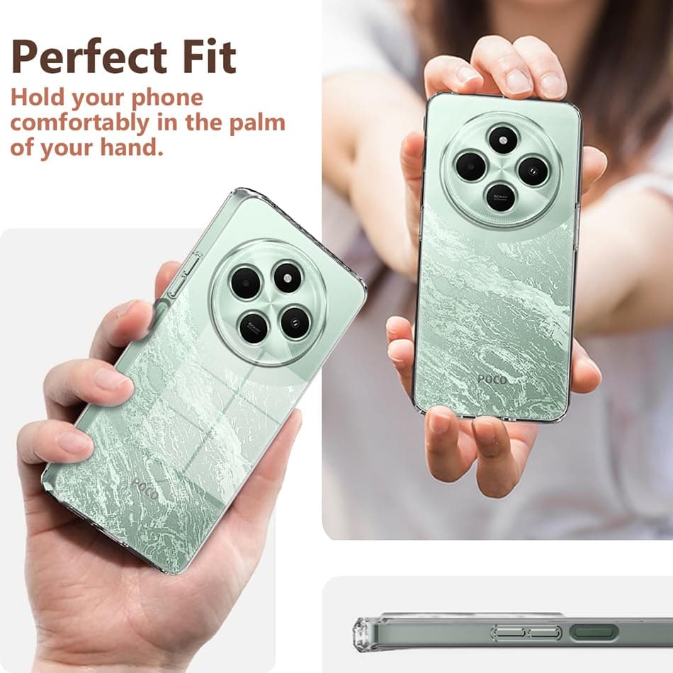 Crystal Clear Back Case Cover For Poco C75 5G | Transparent Back Cover | Raised Bumps For Camera & Screen Protection For Poco C75 5G thumbnail 3