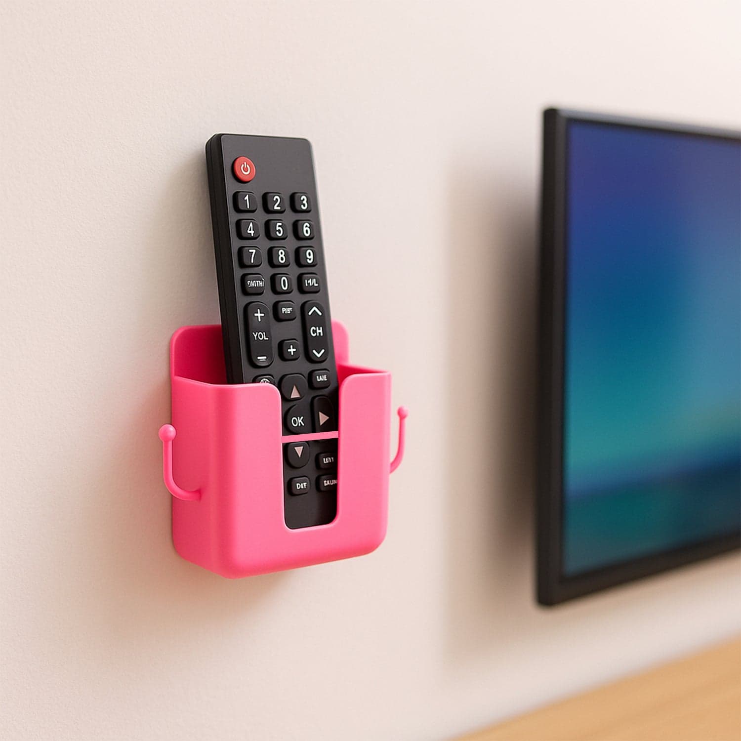 Wall Mounted Storage Box / Remote Storage Organizer Case with 2 Side Hanging Hooks (4 Pcs Set) thumbnail 3