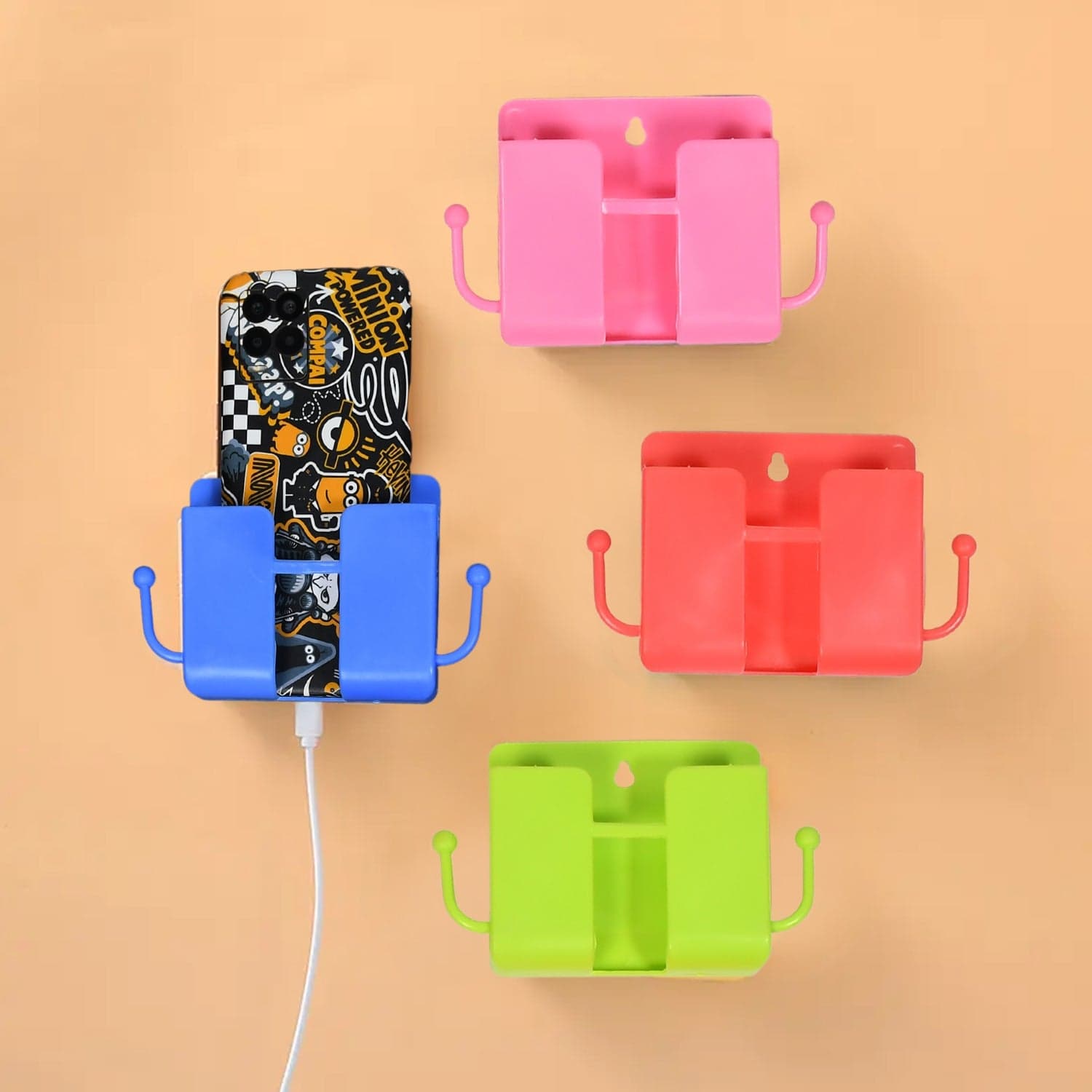 Wall Mounted Storage Box / Remote Storage Organizer Case with 2 Side Hanging Hooks (4 Pcs Set) thumbnail 5