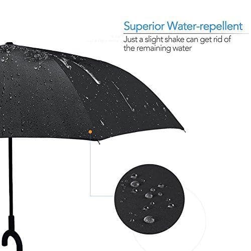Plain design Windproof Upside Down Reverse Umbrella with C-Shaped Handle thumbnail 7