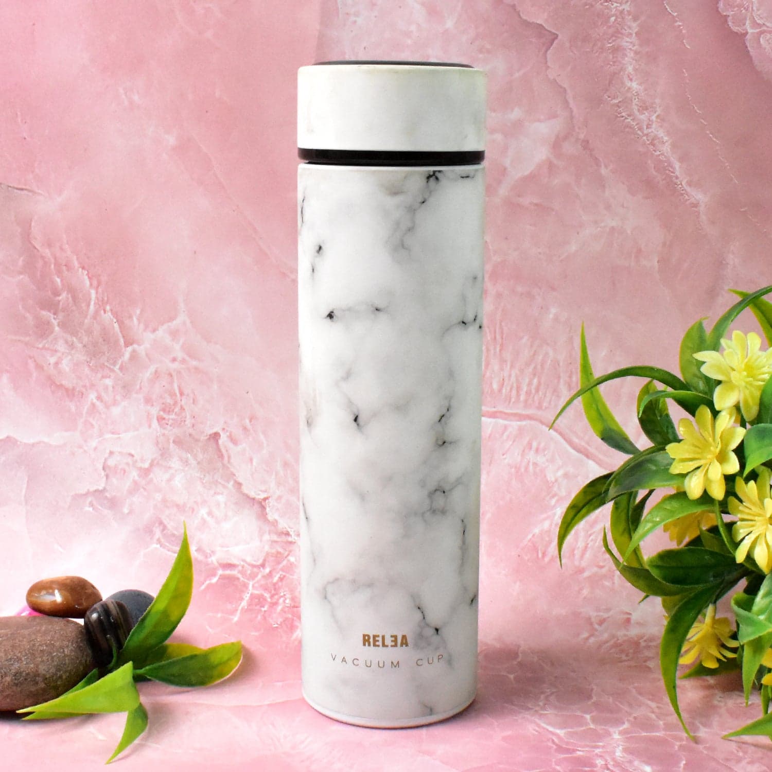 Stainless Steel Temperature Insulated Water Bottle With Marble Pattern (500ml Approx) thumbnail 1