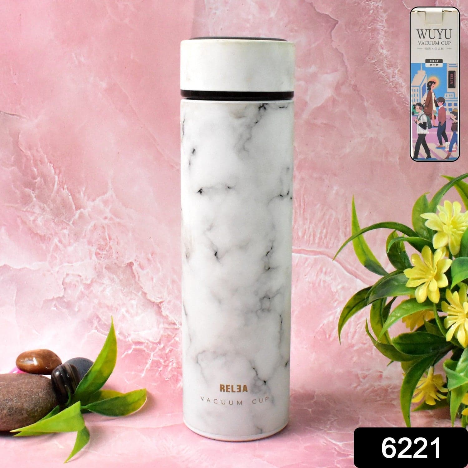 Stainless Steel Temperature Insulated Water Bottle With Marble Pattern (500ml Approx) thumbnail 2