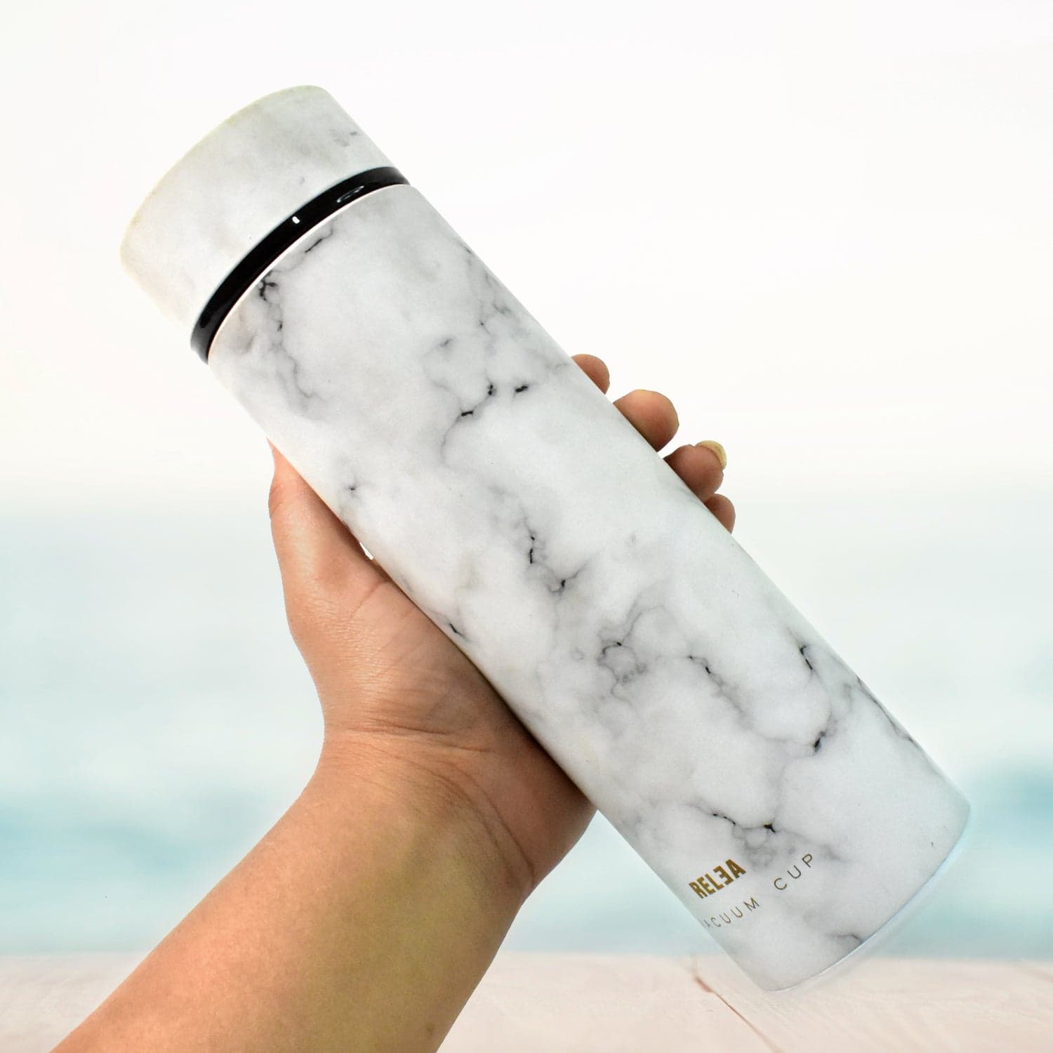 Stainless Steel Temperature Insulated Water Bottle With Marble Pattern (500ml Approx) thumbnail 4