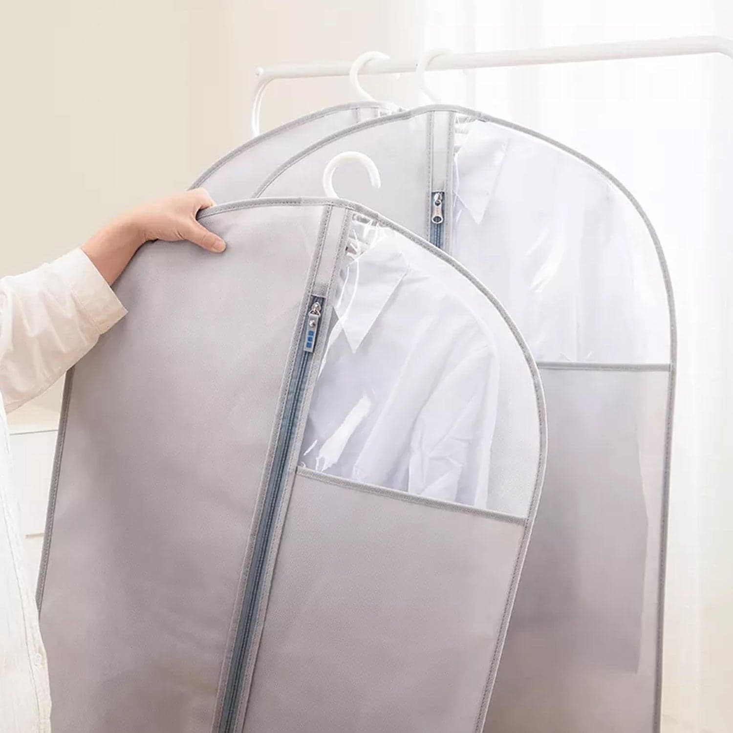 Foldable Non Woven Men's Coat Blazer Suit Cover men's coat blazer cover fold over breathable garment bag suit cover. ID-6225 thumbnail 4