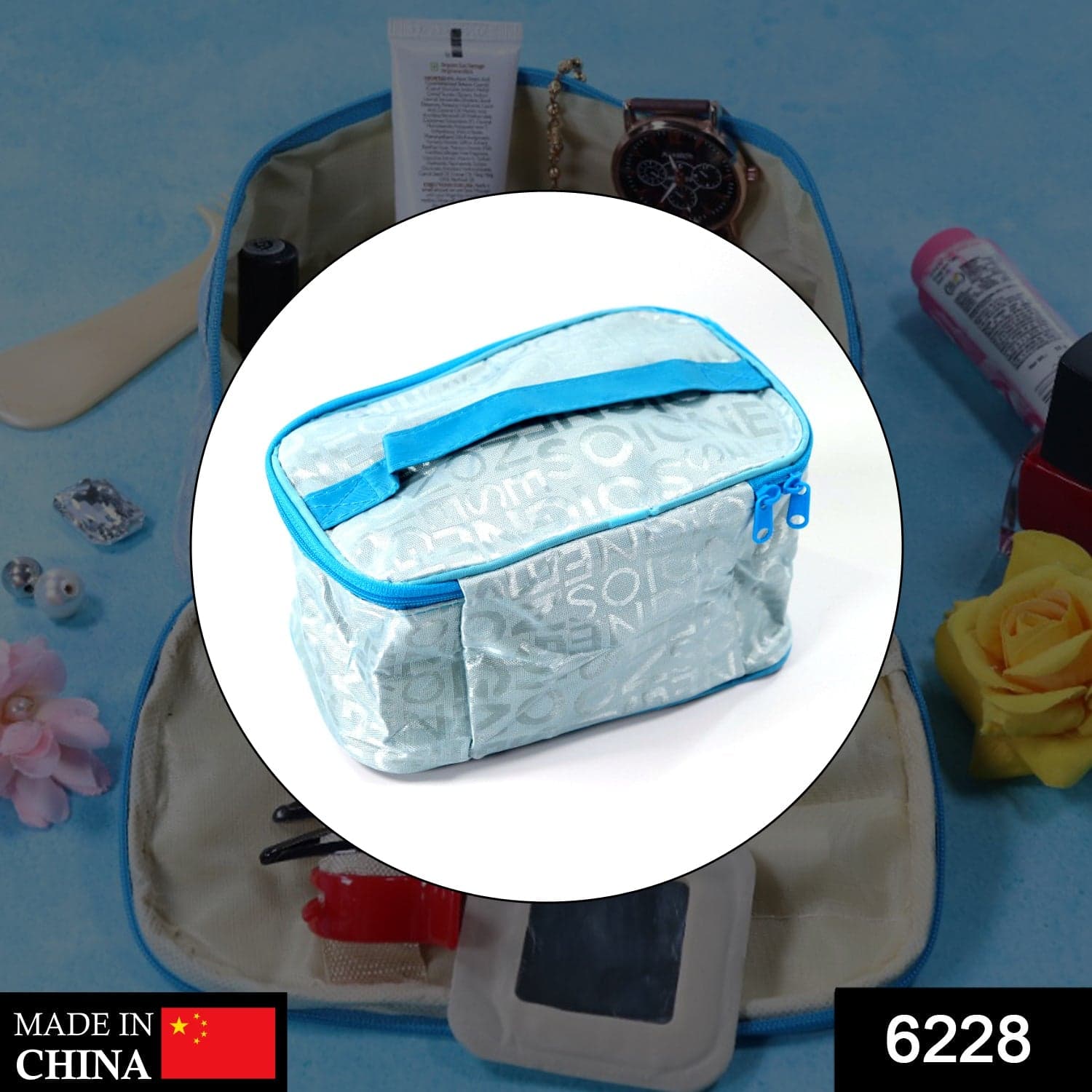 PORTABLE MAKEUP BAG WIDELY USED BY WOMEN'S FOR STORING THEIR MAKEUP EQUIPMENT'S AND ALL WHILE TRAVELLING AND MOVING. ID-6228 thumbnail 2