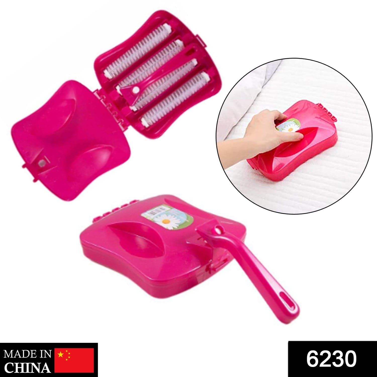 Plastic Handheld Carpet Roller Brush Cleaning With Dust Crumb Collector ID-6230 thumbnail 2