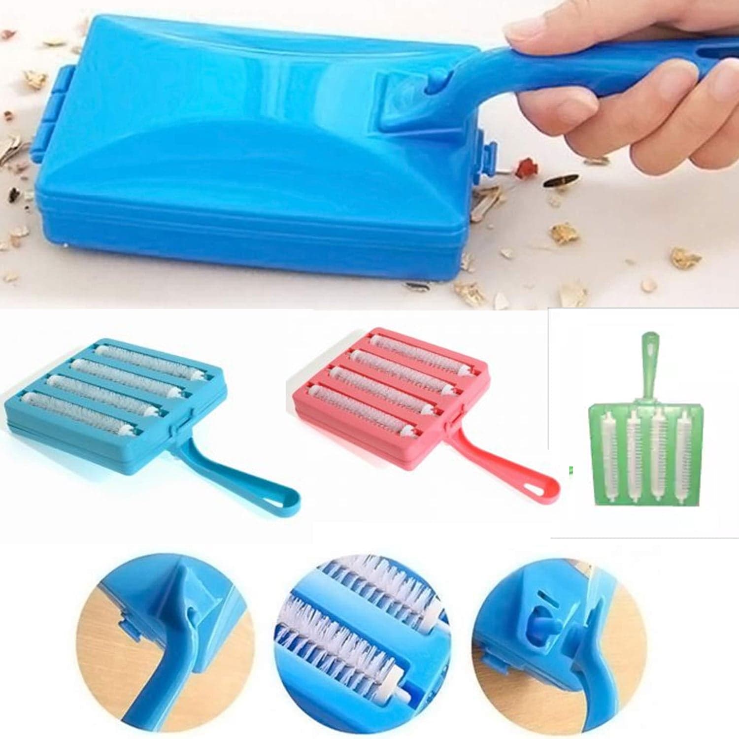 Plastic Handheld Carpet Roller Brush Cleaning With Dust Crumb Collector ID-6230 thumbnail 3
